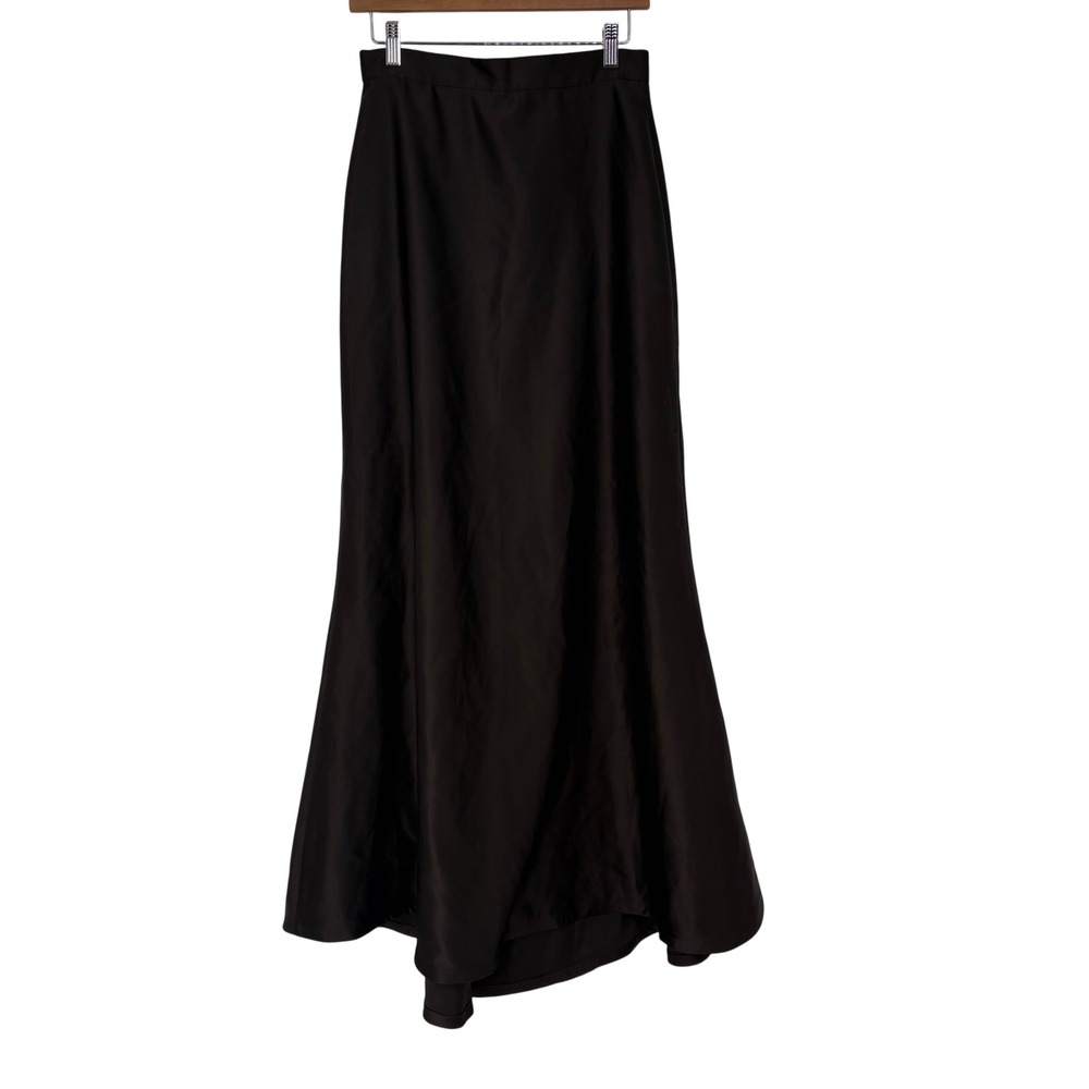 Tadashi Vintage Brown Satin Maxi‎ Skirt 10 High Waist Trumpet Formal Whimsigoth